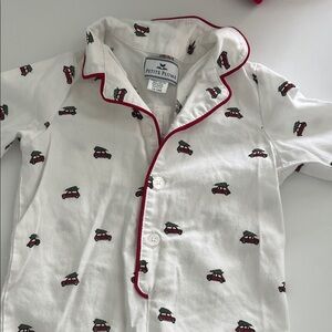 Petite Plume Kids Pajama Set - White with Red Trim
